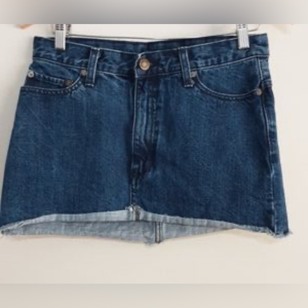 Free People Medium Wash Denim Mini Skirt size 10